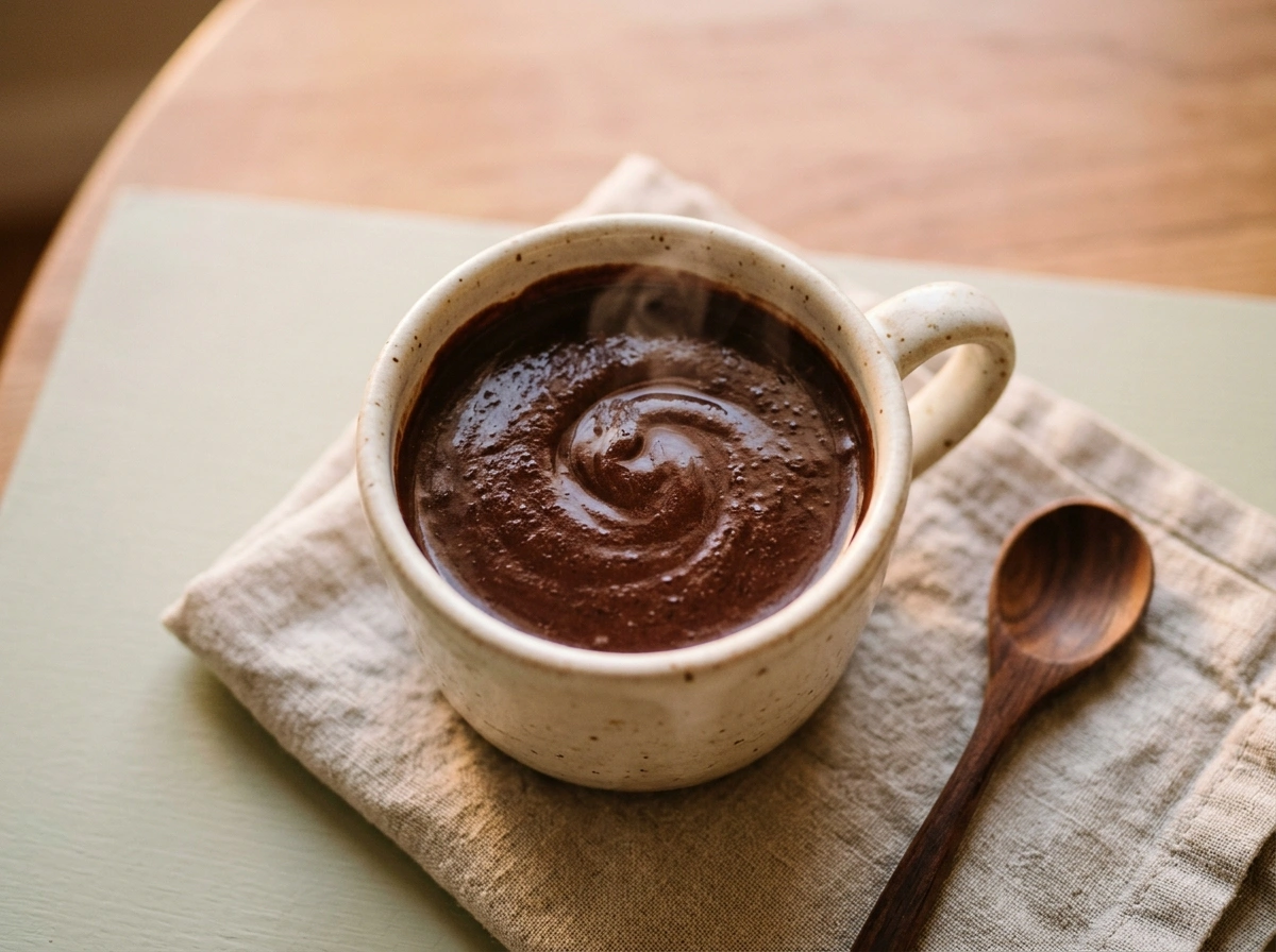 Collagen hot chocolate in a small mug